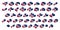 3d rounded isometric usa flag font