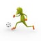 3d running frog kicks football soccer ball