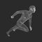 3d Running Man. Human Body Wire Model. Sport Symbol. Low-poly Man in Motion.