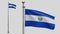 3D, Salvadorean flag waving on wind. Close up Salvador banner blowing soft silk