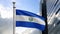 3D, Salvadorean flag waving on wind. Close up Salvador banner blowing soft silk