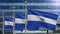 3D, Salvadorean flag waving on wind. Salvador banner blowing soft silk.