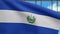 3D, Salvadorean flag waving on wind. Salvador banner blowing soft silk.