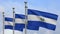 3D, Salvadorean flag waving on wind. Salvador banner blowing soft silk.