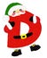 3D â€œSanta Claus Cartoon Character wool fur feather letterâ€ creative decorative with Green Christmas hat,  Alphabet D isolated