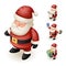 3d Santa Claus Grandfather Frost Hold Gift Box Paper Scroll Cute Isometric Christmas New Year Cartoon Design Characters