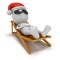 3d Santa Claus having a rest on chaise lounge