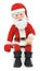 3D Santa Claus Santa sitting pointing down with the finger