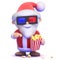 3d Santa eats popcorn at the 3d movie