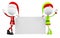 3d Santa & Elves with white board