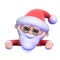 3d Santa looks over the top of blank space