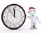 3D Santa Morph Man with clock before midnight