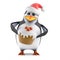 3d Santa penguin has a tasty Xmas cake