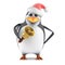 3d Santa penguin rings his bell