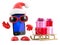 3d Santa smartphone has a sled full of Xmas gifts