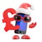 3d Santa smartphone holds a UK Pounds Sterling symbol