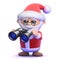 3d Santa watches through binoculars