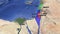 A 3D satellite animated map highlighting Lebanon in green, Palestinian Territories in Red, and Israel in Blue.
