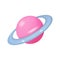 3D Saturn Icon Pink Planet with Ring Around