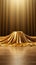 3D scene Empty podium with luxurious golden fabric atop, exuding elegance and opulence.