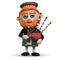 3d Scotsman plays bagpipes