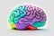 3D sculpture of the human brain from plasticine on a white background. The concept of memory development, brainstorming and mental