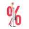 3d senior woman in front of percent sign