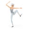 3d senior woman karate pose