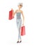 3d senior woman with shopping bags