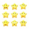 3D set of nine cute smiley stars with different facial expressions