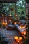 3d set wax candle fire flame light beeswax in patio