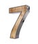 3D `seven` number made of wood and metal