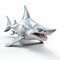 3d Shark On White Background: Liquid Metal Style Rendering