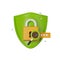 3D shield icon, secure lock password render concept, secret personal data authentication protection.