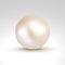 3D shiny natural White Pearl ball. Vector accessory beauty decoration. Fashion jewel symbol