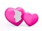 3d Shiny Pink Hearts With 3d White Map Of Chad Isolated On White Background, 3d illustration