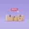 3d shopping parcel boxes with click Buy button, Online shopping concept, 3d rendering