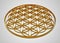3D sign Flower Of Life gold on grey background