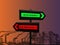 3d sign on a signpost and colored background