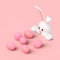 3d simple easter bunny rabbit hiding and spies on pink painted egg on pink pastel background 3d illustration. Easter holiday