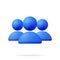 3D Simple Group User Icon Isolated
