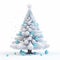 3D simple and modern Christmas tree with snow drop