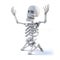 3d Skeleton kneeling with arms raised in appeal