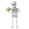 3d Skeleton wants to eat a beef burger