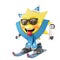 3D skiing sun character