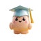 3d small cute graduate kawaii isolated on transparent png background. Generative ai