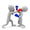 3d small people boxing. 3d image. On a white background