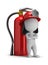 3d small people - fireman and a large extinguisher