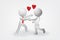 3D small people love relationship logo vector design