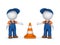 3d small people and traffic cone